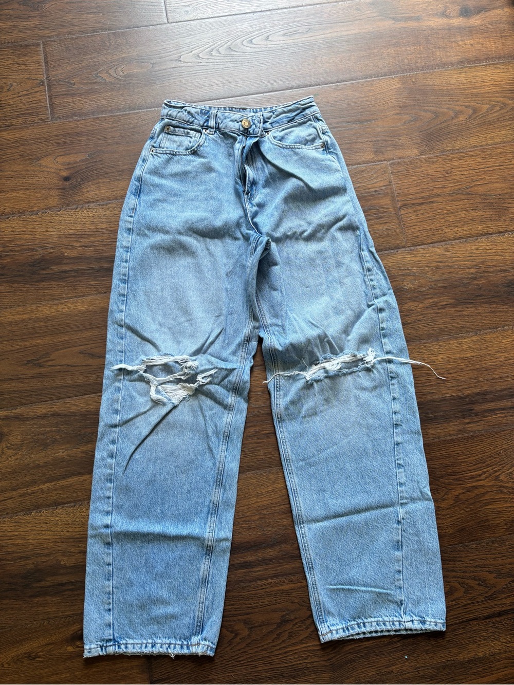 Garage Light Blue Distressed High-Waist Jeans